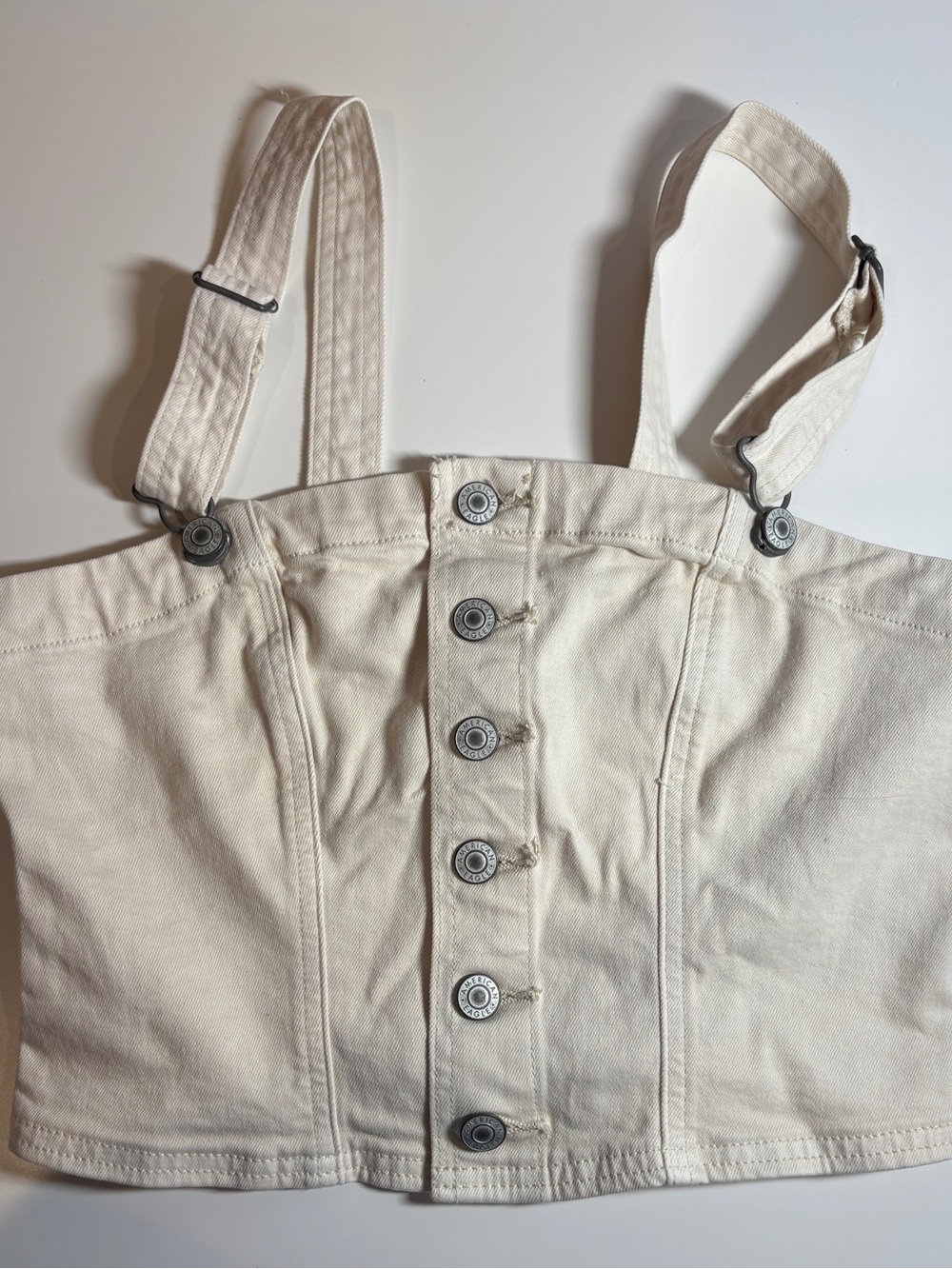 American Eagle Outfitters Cream Button-Front Crop Corset Top